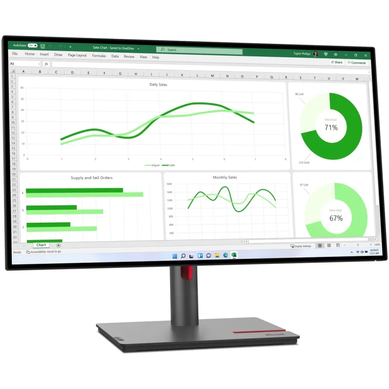 מסך מחשב Lenovo ThinkVision P27q-30 63A2GAT1IS 27" IPS צבע שחור