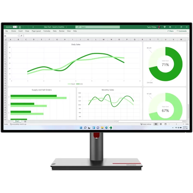 מסך מחשב Lenovo ThinkVision P27q-30 63A2GAT1IS 27" IPS צבע שחור