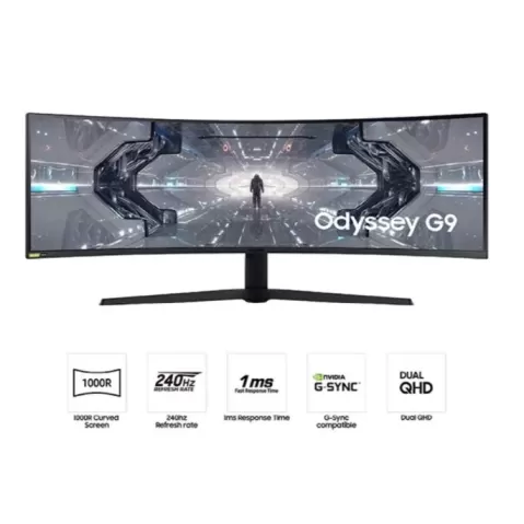 מסך גיימינג Samsung Odyssey G9 C49G95TSSM קעור 49" 240Hz Dual QHD VA צבע שחור - יבואן רשמי