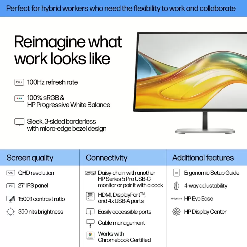 Монитор для ПК HP Series 5 Pro 527pq QHD IPS Monitor 9D9S0UT 27" Монитор для ПК HP Series 5 Pro 527pq QHD IPS Monitor 9D9S0UT 27"