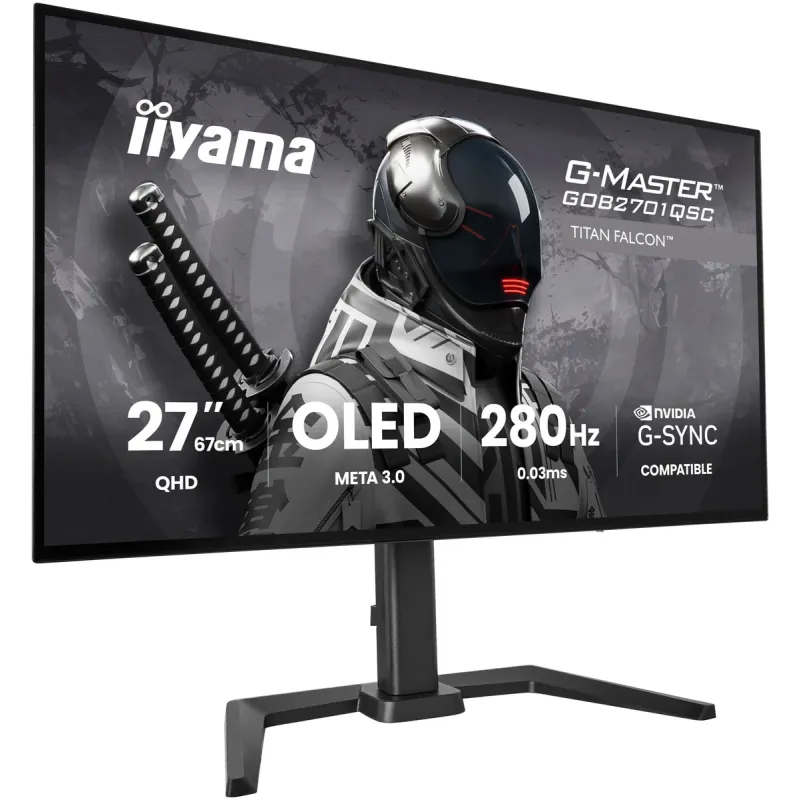 מסך גיימינג IIYAMA G-Master GOB2701QSC-B1 27" QHD OLED 280Hz GOB2701QSC-B1 צבע שחור
