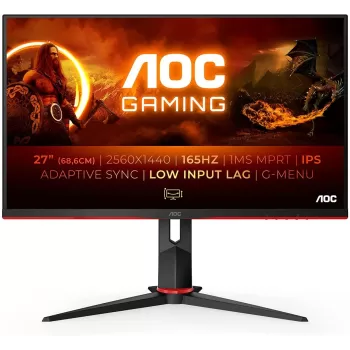 מסך גיימינג AOC Q27G2S 27" 155Hz 2K, QHD IPS צבע שחור - יבואן רשמי