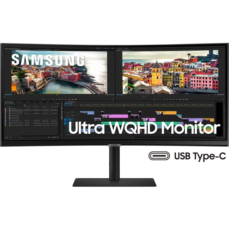 מסך גיימינג Samsung 34" S34A650UBU WQHD 100Hz VA USB-C PD90W S34A650UBU קעור - יבואן מקביל