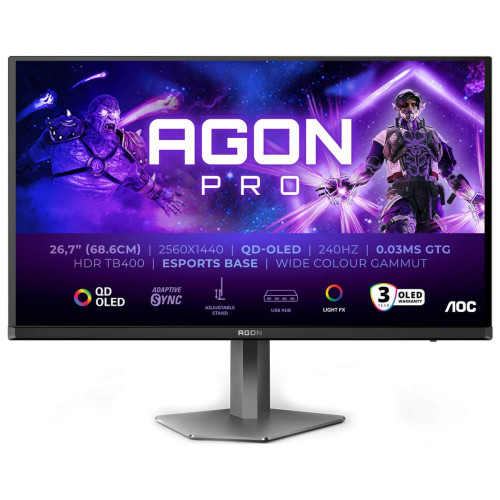 Gaming computer monitor AOC AGON Pro AG276QZD2 26.7" 240Hz OLED Color:black - parallel importer