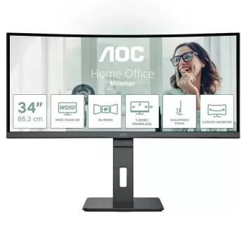 מסך מחשב AOC 34" QHD 100Hz 4ms USB-C DP65W VA Curved Monitor CU34P3CV