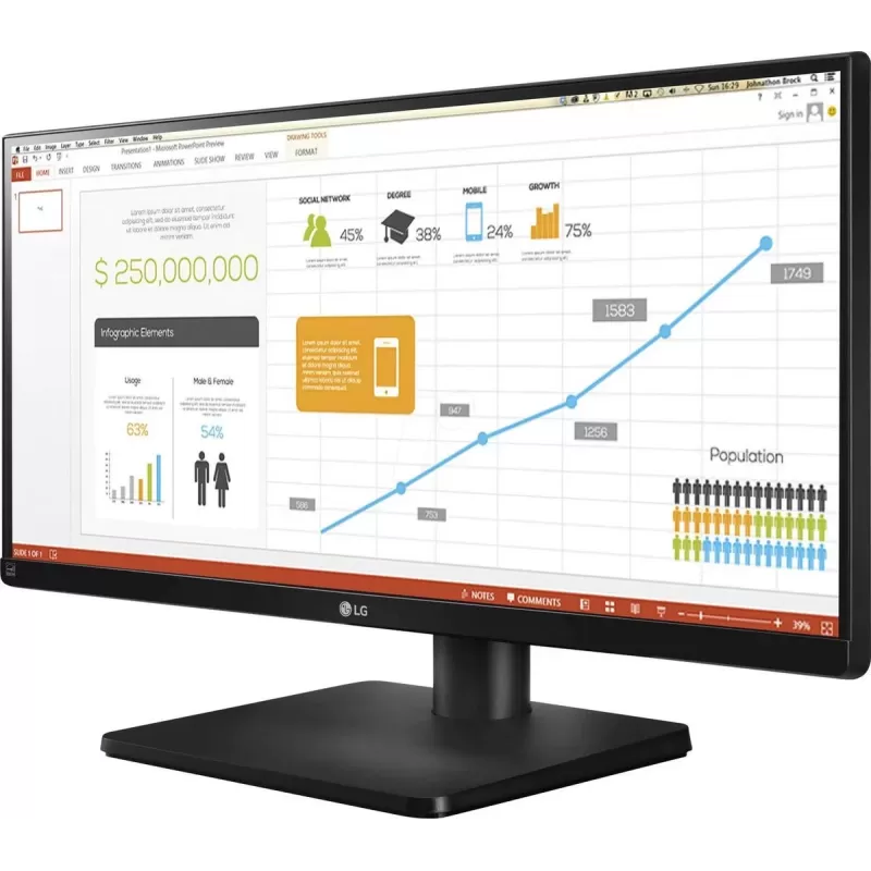 מסך מחשב LG 34" FHD Led IPS 34UB67-B 34UB67-B 75Hz צבע שחור - יבואן מקביל