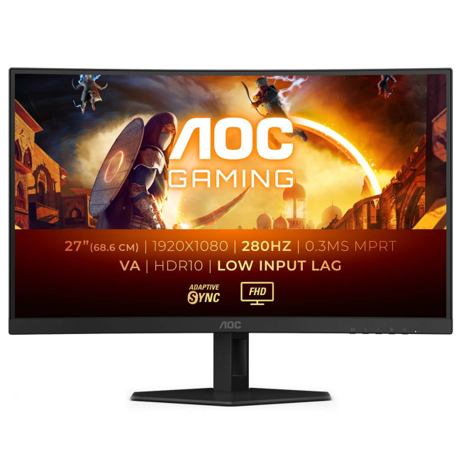 Curved gaming monitor AOC 27" VA FHD 280Hz 0.3ms 1500R Color:black - parallel importer