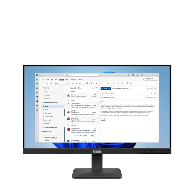 Computer Monitor Lenovo ThinkVision S24-4e 64B5KAT1IS 23.8" 100Hz FHD IPS Color:black