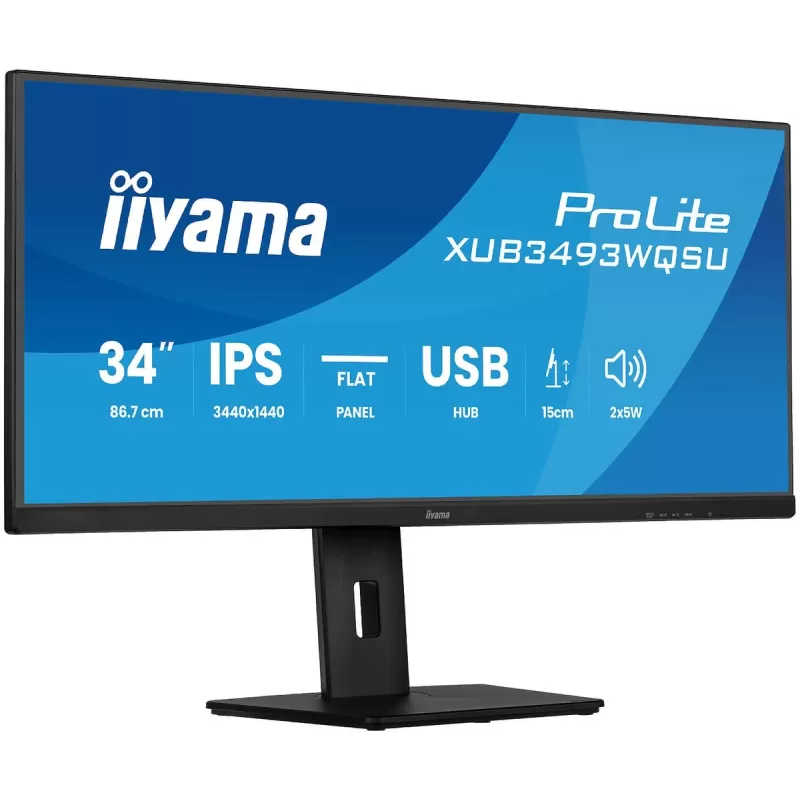 Computer Monitor IIYAMA ProLite XUB3493WQSU-B6 34" IPS UWQHD 120Hz 1ms XUB3493WQSU-B6 Color:black Computer Monitor IIYAMA ProLite XUB3493WQSU-B6 34" IPS UWQHD 120Hz 1ms XUB3493WQSU-B6 Color:black