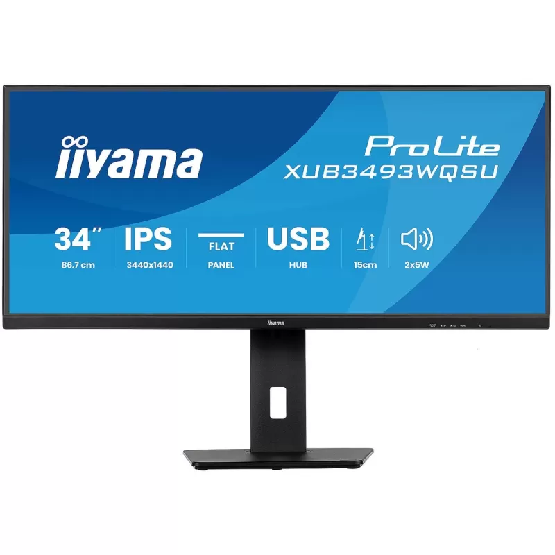 Computer Monitor IIYAMA ProLite XUB3493WQSU-B6 34" IPS UWQHD 120Hz 1ms XUB3493WQSU-B6 Color:black Computer Monitor IIYAMA ProLite XUB3493WQSU-B6 34" IPS UWQHD 120Hz 1ms XUB3493WQSU-B6 Color:black