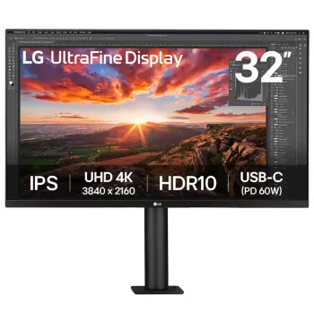 מסך מחשב LG 31.5" UltraFine Ergo IPS 4K UHD 60Hz 5ms 32UN880K-B צבע שחור - יבואן מקביל