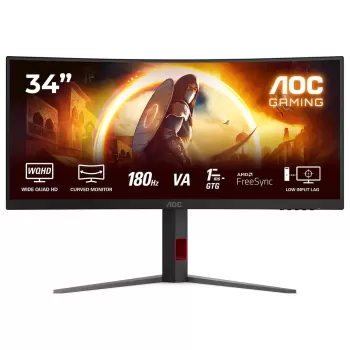 מסך מחשב AOC CU34G4 34" 180Hz QHD VA צבע שחור - יבואן מקביל