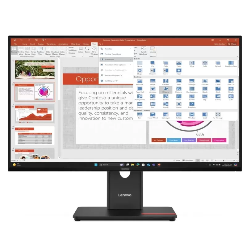 מסך מחשב Lenovo ThinkVision T27-40 64A5MAT6IS 27" FHD IPS צבע שחור