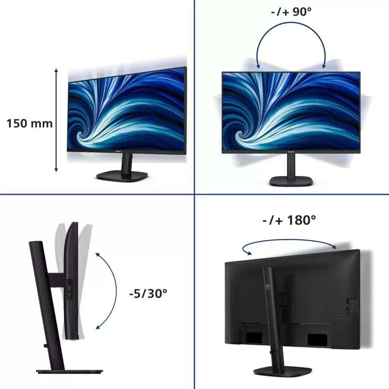 Computer Monitor Philips 27B2U3601 27" 2K IPS 120Hz USB-C Docking RJ45 27B2U3601/00