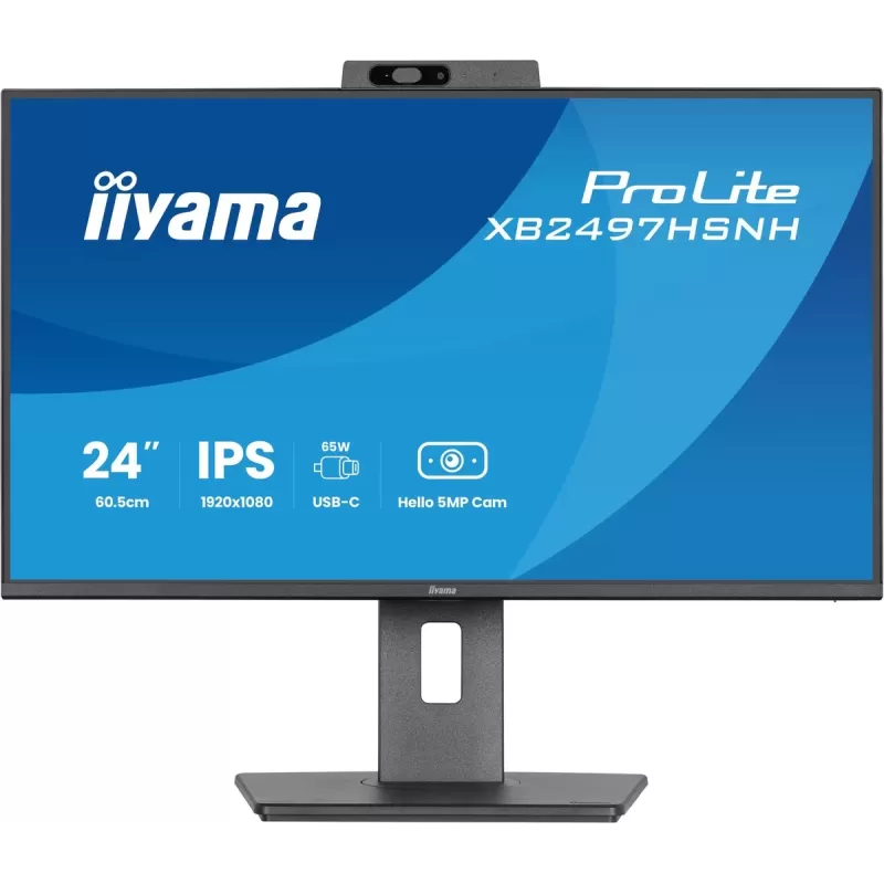 מסך מחשב IIYAMA 23.8" FHD 100Hz 1ms Webcam USB-C PD65W IPS Monitor XB2497HSNH-B1
