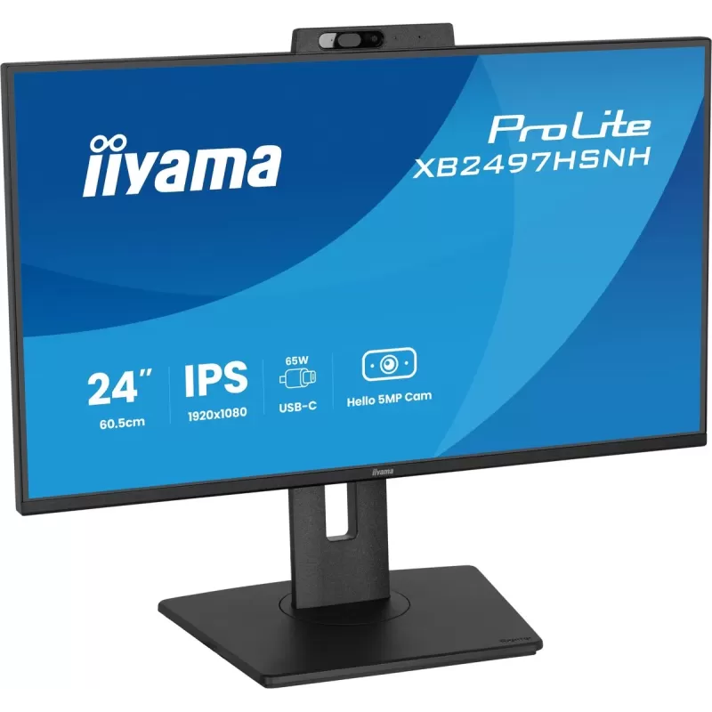 מסך מחשב IIYAMA 23.8" FHD 100Hz 1ms Webcam USB-C PD65W IPS Monitor XB2497HSNH-B1