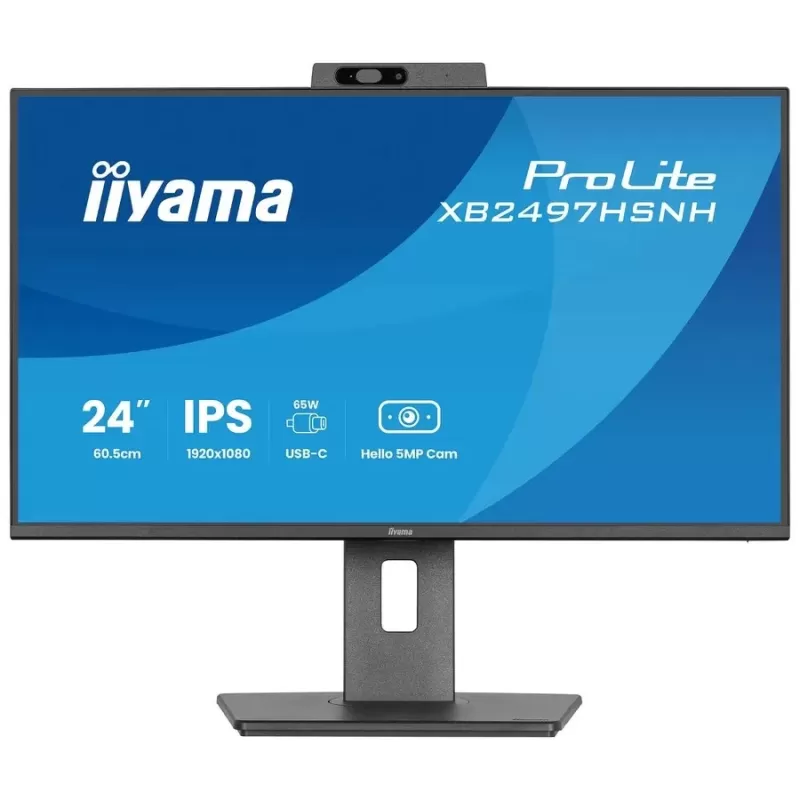 מסך מחשב IIYAMA 23.8" FHD 100Hz 1ms Webcam USB-C PD65W IPS Monitor XB2497HSNH-B1