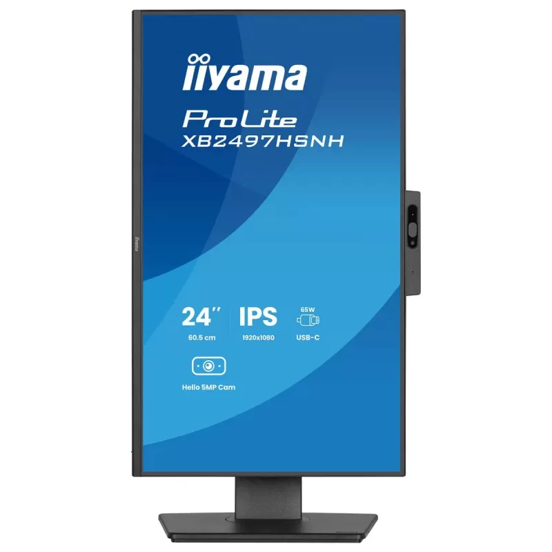 מסך מחשב IIYAMA 23.8" FHD 100Hz 1ms Webcam USB-C PD65W IPS Monitor XB2497HSNH-B1