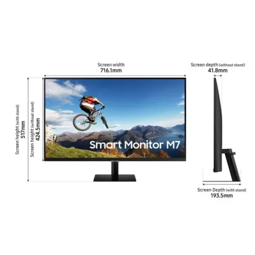 מסך מחשב Samsung S32AM700UE 32" 60Hz UHD, 4K VA צבע שחור - יבואן רשמי