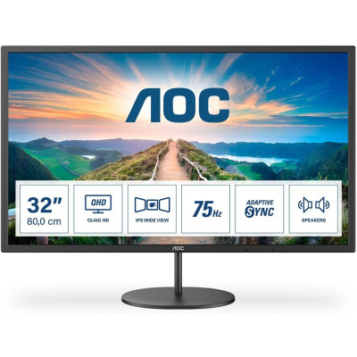 Computer Monitor AOC Q32V4 31.5" 75Hz WQHD, 2K IPS Color:black - official importer Computer Monitor AOC Q32V4 31.5" 75Hz WQHD, 2K IPS Color:black - official importer