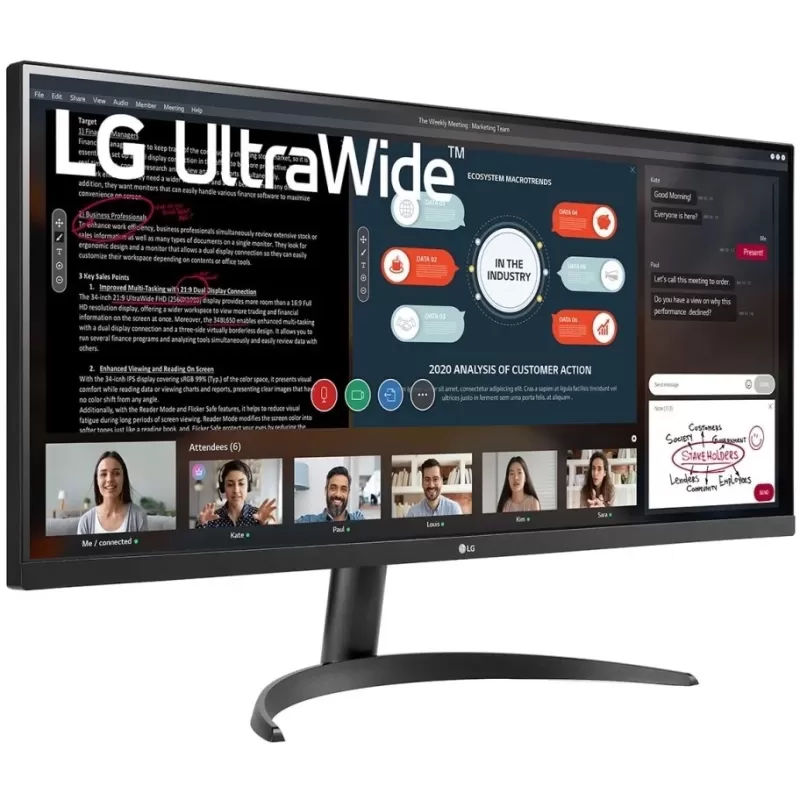 Монитор для ПК LG 34" 34WP500-B FHD Ultra Wide IPS HDMI 34WP500-B 75Hz Цвет:чёрный - параллельный импортер