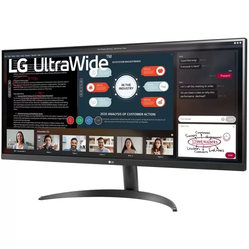 Монитор для ПК LG 34" 34WP500-B FHD Ultra Wide IPS HDMI 34WP500-B 75Hz Цвет:чёрный - параллельный импортер