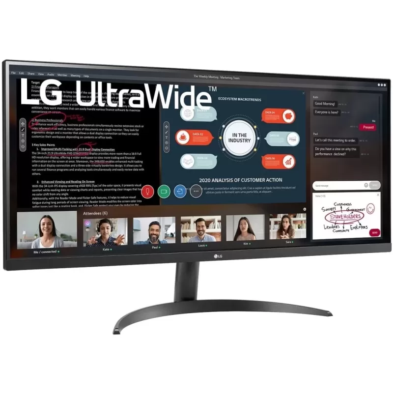 Монитор для ПК LG 34" 34WP500-B FHD Ultra Wide IPS HDMI 34WP500-B 75Hz Цвет:чёрный - параллельный импортер