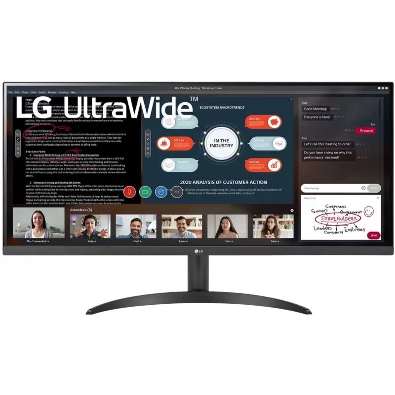 Монитор для ПК LG 34" 34WP500-B FHD Ultra Wide IPS HDMI 34WP500-B 75Hz Цвет:чёрный - параллельный импортер