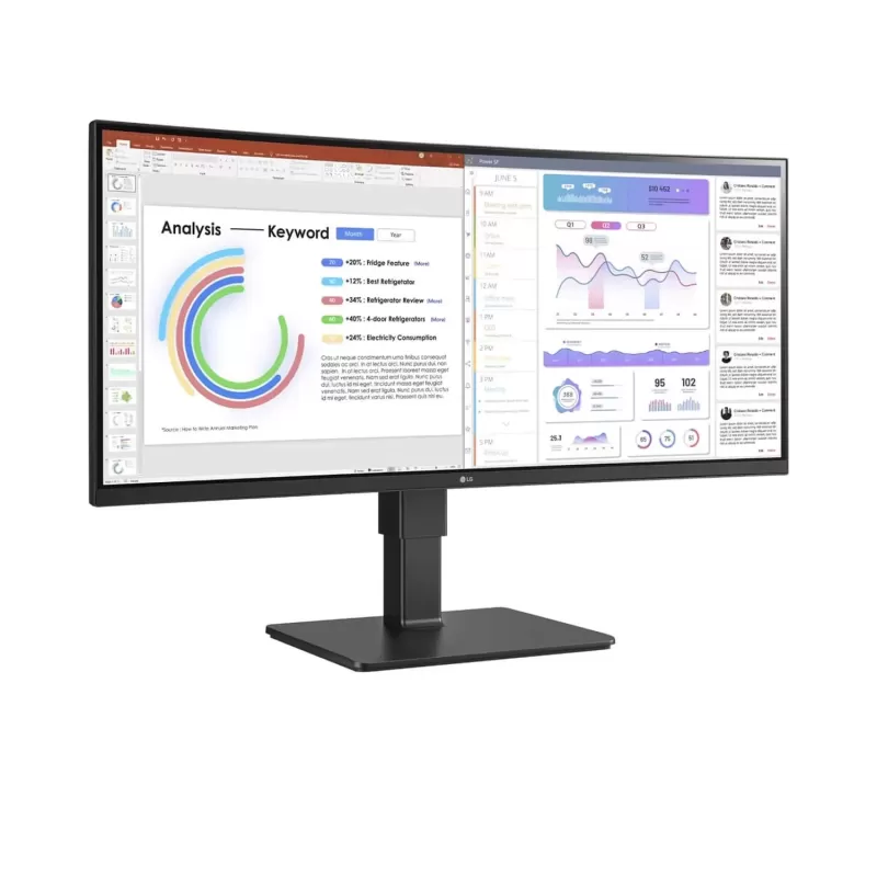 מסך מחשב LG 34BQ77QB-B 34" WQHD 60Hz 5ms USB-C PD90W IPS Monitor 34BQ77QB-B 2K, QHD צבע שחור - יבואן מקביל