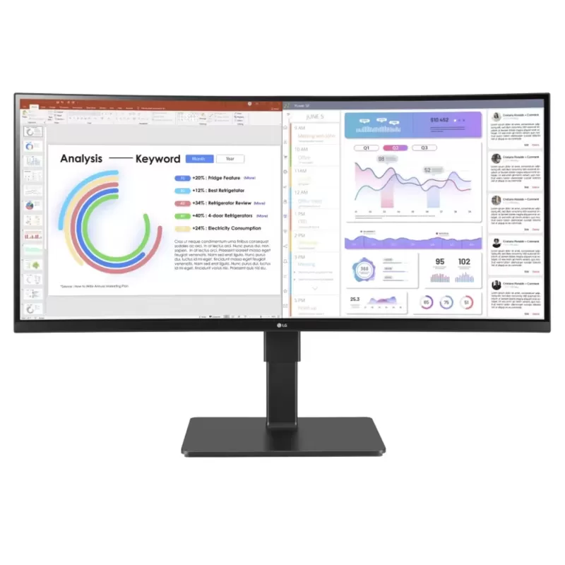 מסך מחשב LG 34BQ77QB-B 34" WQHD 60Hz 5ms USB-C PD90W IPS Monitor 34BQ77QB-B 2K, QHD צבע שחור - יבואן מקביל