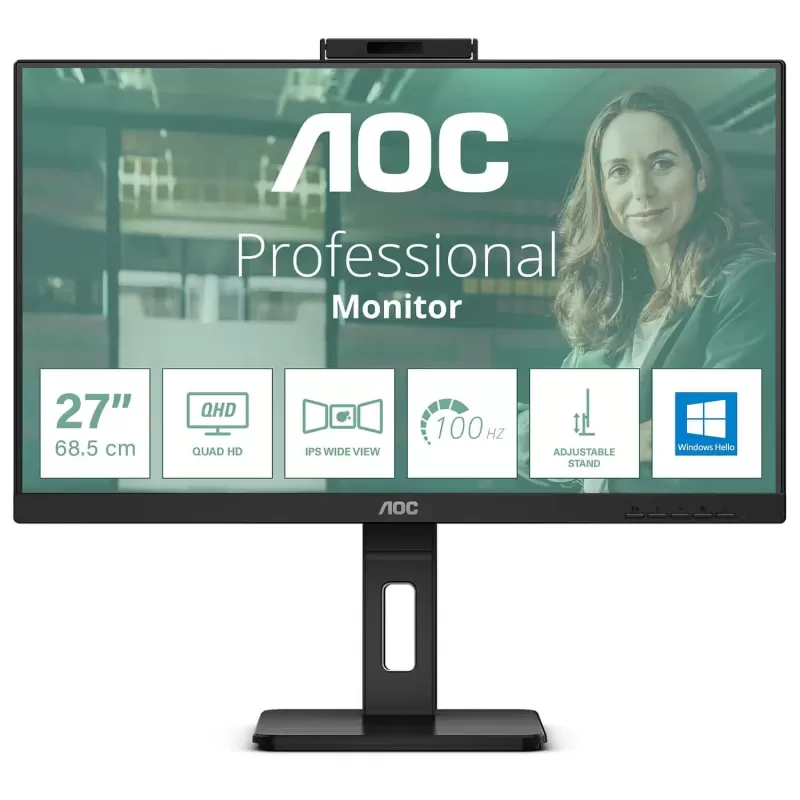 Computer Monitor AOC with Q27P3CW 27" 100Hz 2K, QHD IPS Color:black - parallel importer