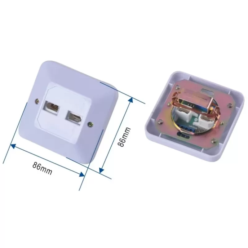קופסת שקע Luggar In Wall Plastic Box for Dual UK Telephone Jack HP-FP-IW-2UK