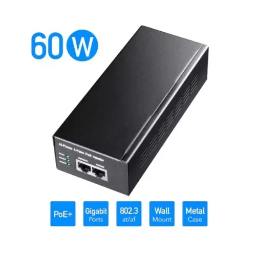 Syringe CUDY 60W Gigabit PoE Injector Adapter up to 100 Meters POE300 Color:black Syringe CUDY 60W Gigabit PoE Injector Adapter up to 100 Meters POE300 Color:black