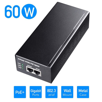 Syringe CUDY 60W Gigabit PoE Injector Adapter up to 100 Meters POE300 Syringe CUDY 60W Gigabit PoE Injector Adapter up to 100 Meters POE300