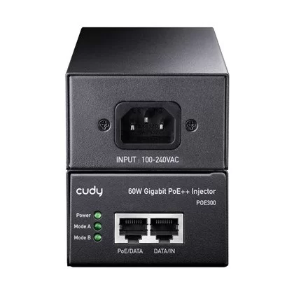 Syringe CUDY 60W Gigabit PoE Injector Adapter up to 100 Meters POE300 Color:black Syringe CUDY 60W Gigabit PoE Injector Adapter up to 100 Meters POE300 Color:black