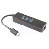 Network Adapter Gold Touch USB3.1 Type-C To LAN Gigabit Adapter + 3 Ports USB3.0 Hub SU-USB3.1-LAN-3HUB Color:black