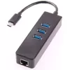 Network Adapter Gold Touch USB3.1 Type-C To LAN Gigabit Adapter + 3 Ports USB3.0 Hub SU-USB3.1-LAN-3HUB Color:black