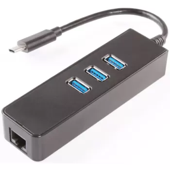 מתאם רשת Gold Touch USB3.1 Type-C To LAN Gigabit Adapter + 3 Ports USB3.0 Hub SU-USB3.1-LAN-3HUB צבע שחור