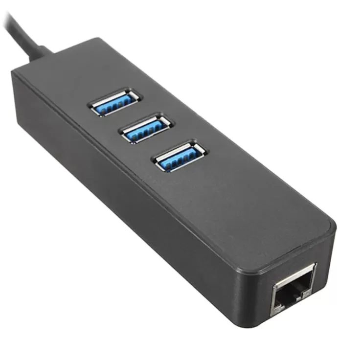 Network Adapter Gold Touch USB3.1 Type-C To LAN Gigabit Adapter + 3 Ports USB3.0 Hub SU-USB3.1-LAN-3HUB Color:black