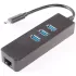 Network Adapter Gold Touch USB3.1 Type-C To LAN Gigabit Adapter + 3 Ports USB3.0 Hub SU-USB3.1-LAN-3HUB Color:black