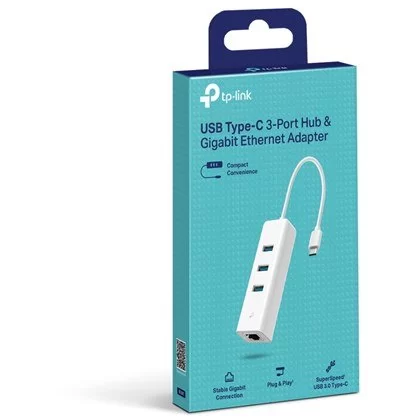 מתאם רשת TP-Link UE330C USB-C to Gigabit Ethernet Adapter TL-UE330C