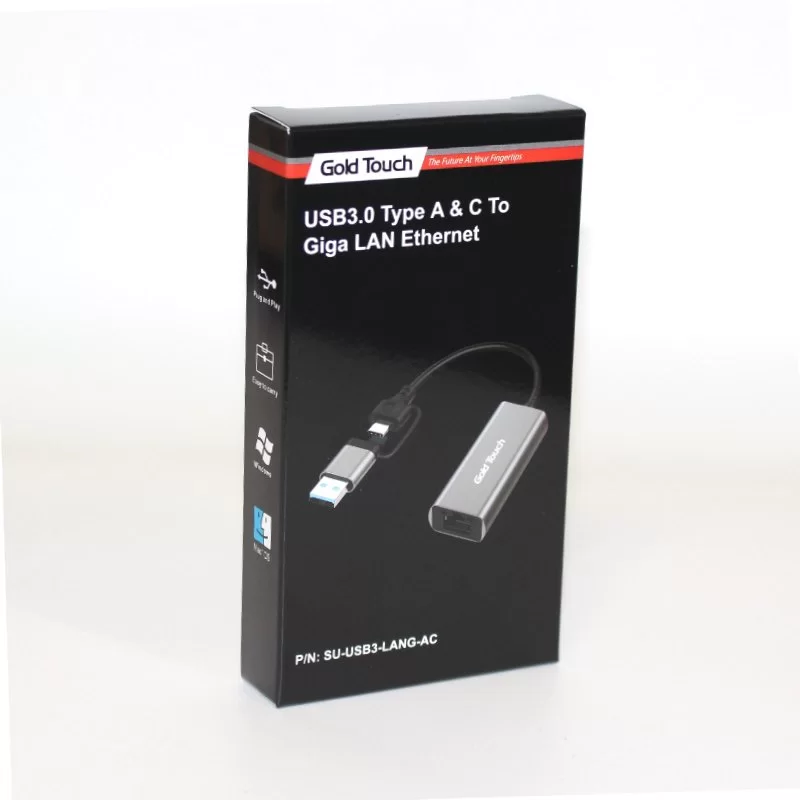 מתאם רשת Gold Touch USB A + C to LAN Ethernet Adapter SU-USB3-LANG-AC