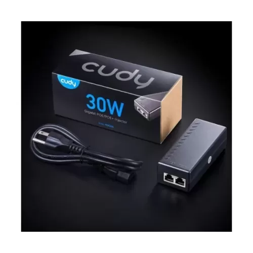 Шприц CUDY 30W Gigabit PoE Injector Adapter up to 100 Meters POE200 Цвет:чёрный