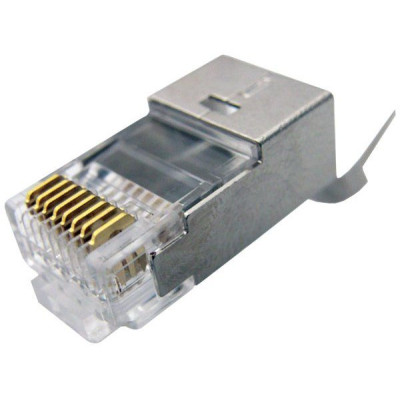 תקע זכר מסוכך לכבלי רשת Shielded male plug for FTP male Connector RJ-45 Cat 7