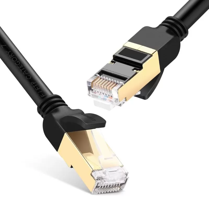 Network Cable UGREEN CAT7 F/FTP | 10Gbps | 600MHz | 28AWG | 1m Gold Plated Cable 11268 Color:black Network Cable UGREEN CAT7 F/FTP | 10Gbps | 600MHz | 28AWG | 1m Gold Plated Cable 11268 Color:black