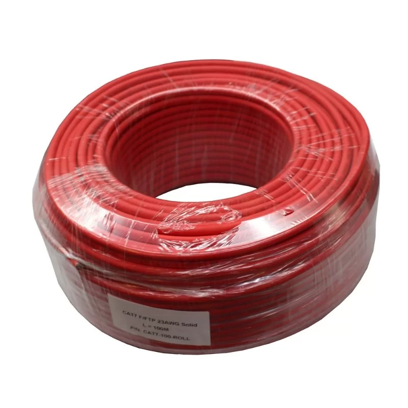 Network cable without connectors CAT7 Roll Cable red CAT7-100-ROLL 100m