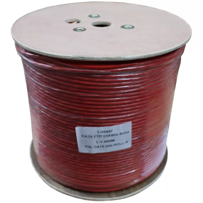 Network Cable Luggar CAT6 FTP 23AWG Solid Cable 500m Drum red CAT6-500-ROLL-R