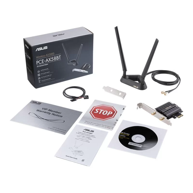 כרטיס רשת AX3000 Dual Band PCI-E WiFi 6 (802.11ax) Asus PCE-AX58BT צבע שחור