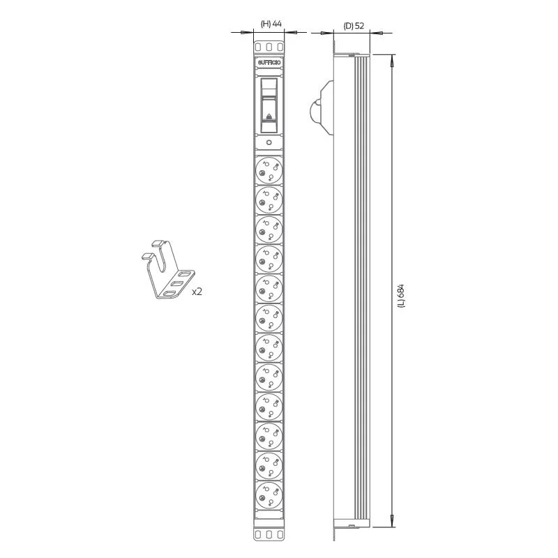 Блок розеток PDU для шкафа 12 Ports PDU ISR 3Pin PDU-12