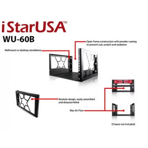 ארון תקשורת פתוח Claytek 6U wall mount 400mm deep WU-60B צבע שחור